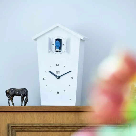 White Kookoo Birdhouse Clock