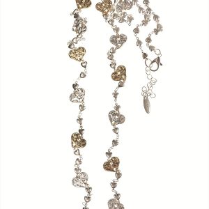 Molten Hearts Bead Chain Necklace Gold & Silver