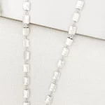 Long Worn Silver Square Link Necklace
