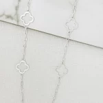 Long Silver Open Fleurs Necklace