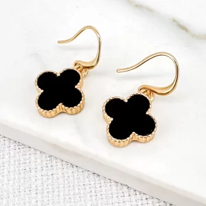 Gold & Black Fleur Dropper Earring
