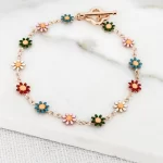 Multicolour Daisy T-Bar Bracelet