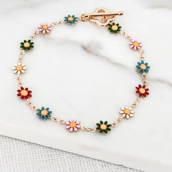 Multicolour Daisy T-Bar Bracelet