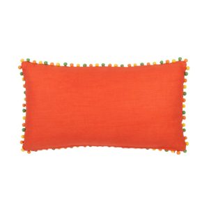 Pom Pom Orange Flower Cushion