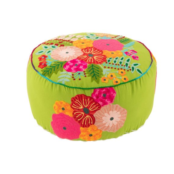 Flowers Embroidery Round Pouffe