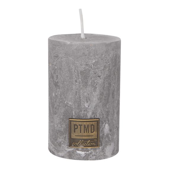 Rustic Suede Grey Pillar Candle 8x5cm