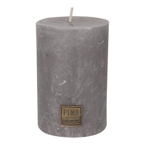 Rustic Suede Grey Pillar Candle 10x7cm