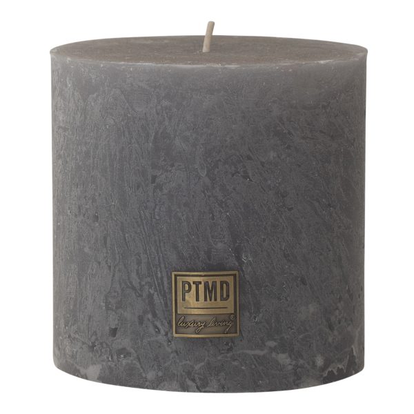 Rustic Suede Grey Block Candle 10x10cm