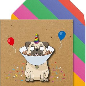 Tache Party Pug Happy Birthday Card