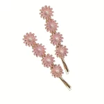Pair of Daisy Quad Bobby Pins Gold / Pink / Pearl