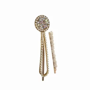 Pair of Belle Bobby Blend Hair Clips Faux Pearl & AB Crystal