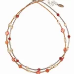 Millefiori Bead Double Necklace Satsuma & Gold