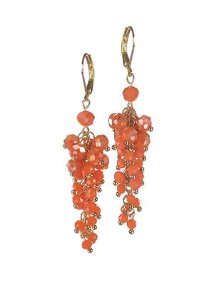 Cascade of Crystals French Clip Earrings Coral