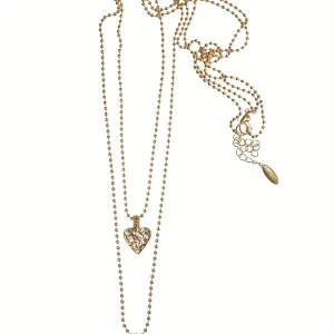 Double Up with Melted Hearts Necklace Worn Gold