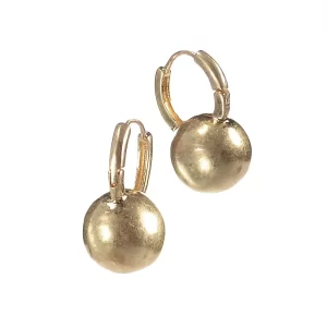 Worn Gold Grande Ball on Hoop Earrings
