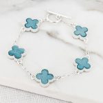 Silver & Turquoise Fleur T-Bar Bracelet