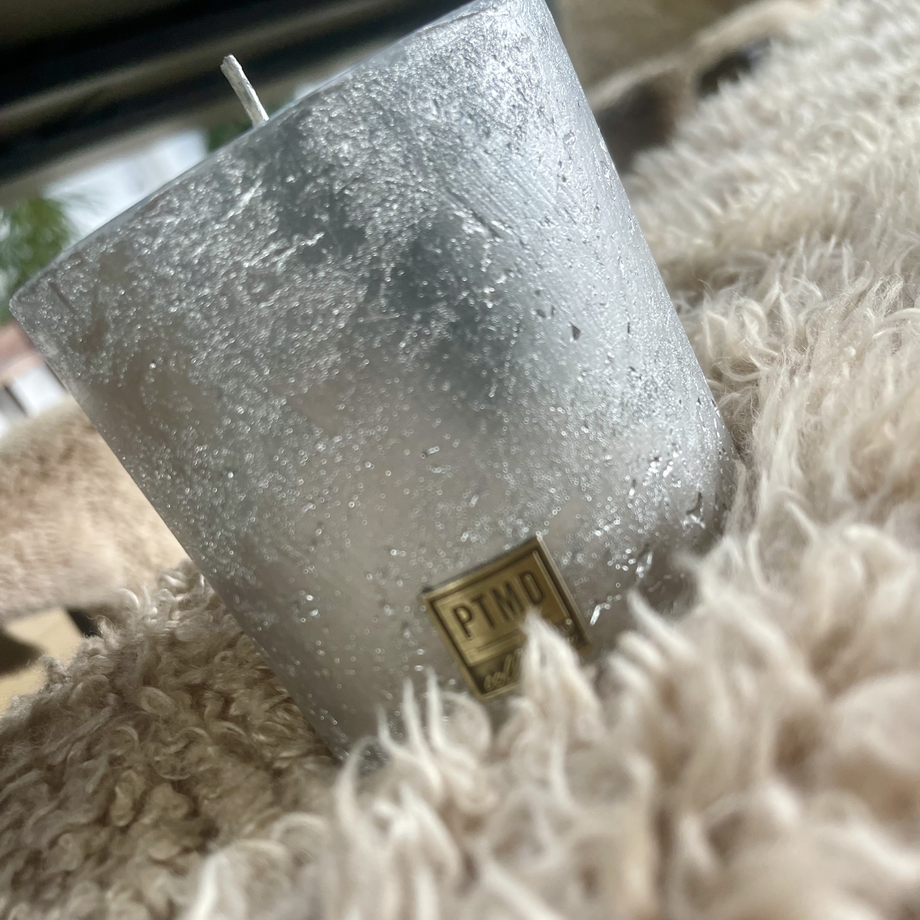 Metallic Silver Block Candle 10x10cm