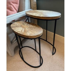 Solid Mango Wood Nest of 2 Side Tables