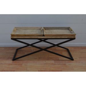 Wooden Coffee Table with Removable Trays