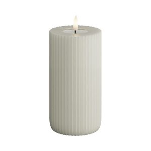 Sand Ribbed Battery Operated LED Candle 7.5x15cm