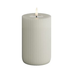 Sand Ribbed Battery Operated LED Candle 7.5x12.5cm