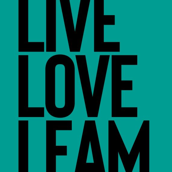 Framed Aqua Live Love Leam Print 30x40cm