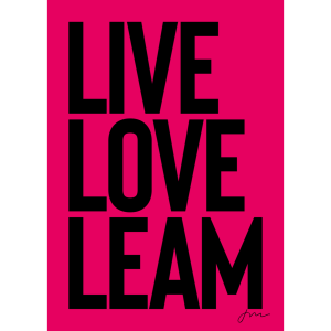 Framed Pink Live Love Leam Print 30x40cm