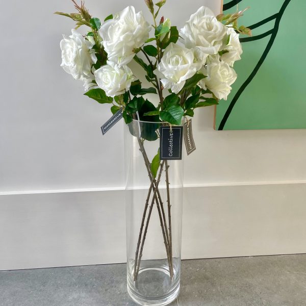 Artificial Soft Touch White Rose Stem
