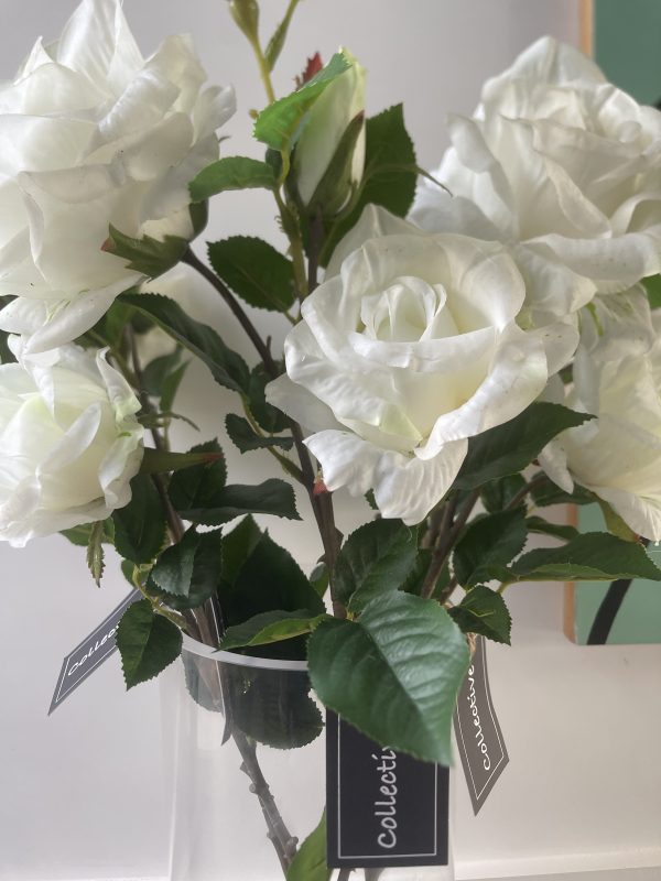 Artificial Soft Touch White Rose Stem