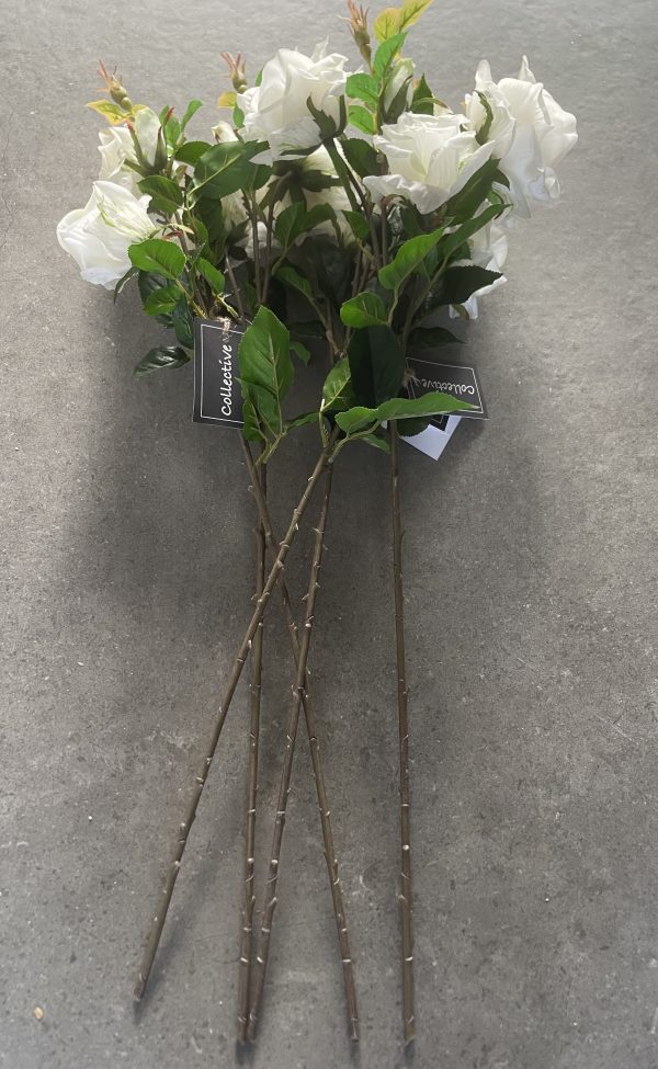 Artificial Soft Touch White Rose Stem