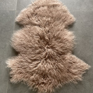 Curly Tibetan Sheepskin Rug Camel