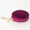 Magenta Italian Leather Round Clip-On Coin Purse