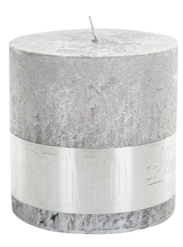 PTMD Metallic Silver Block Candle 10x10cm