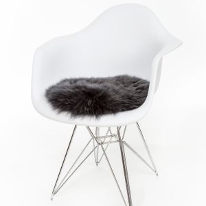 Silky Sheepskin Round Seat Pad in Steel Grey