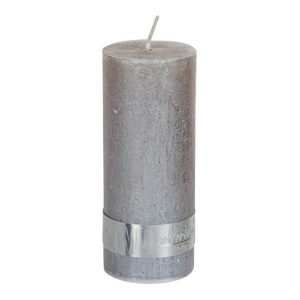 PTMD Metallic Taupe Pillar Candle 12x5cm